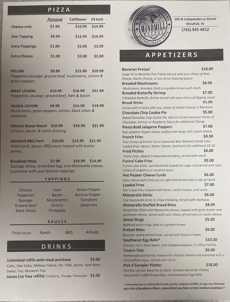 The Windmill Tavern Menu image 4